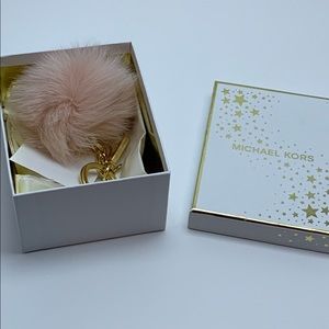 New in box Michael Kors pink fur pom pom